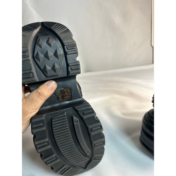 Ankle boots, Boots Black VEGAN Leather Unisex Platform Sandal Goth emo Sz 37 - Picture 4 of 7